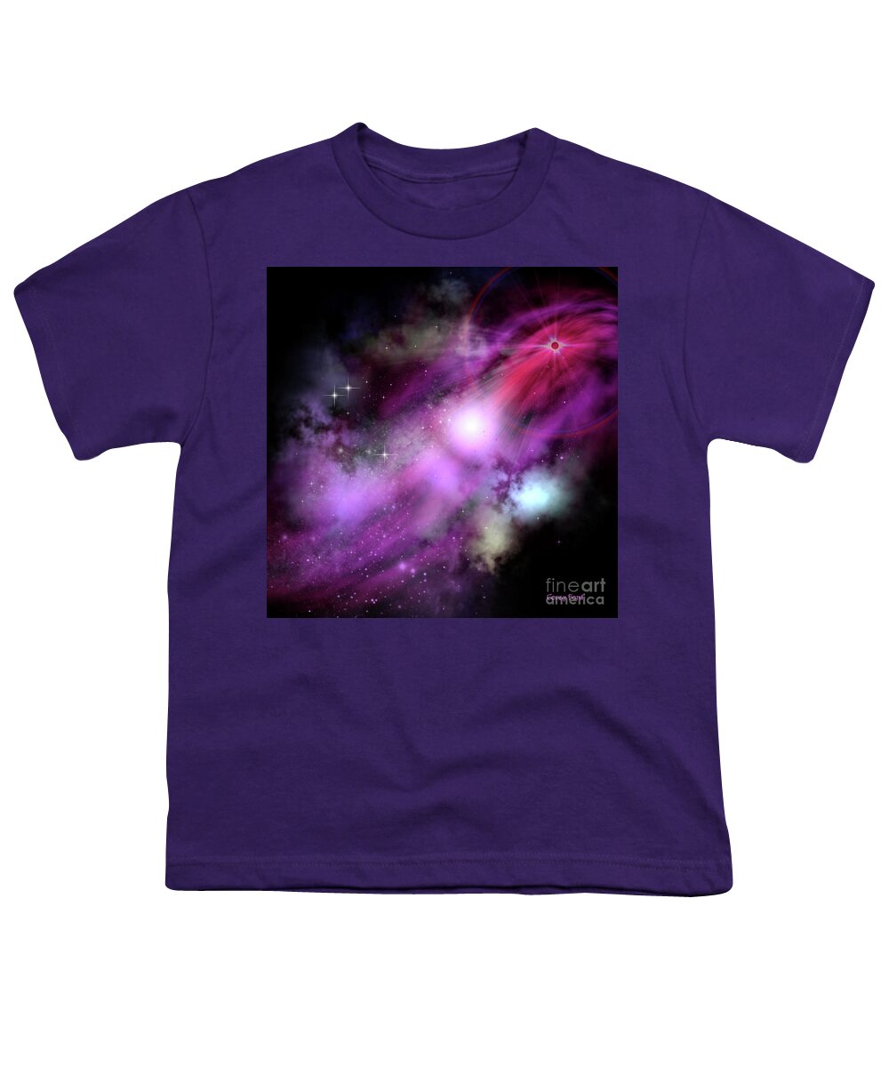 Nebula Youth T-Shirt featuring the digital art Red Star Nebula by Corey Ford