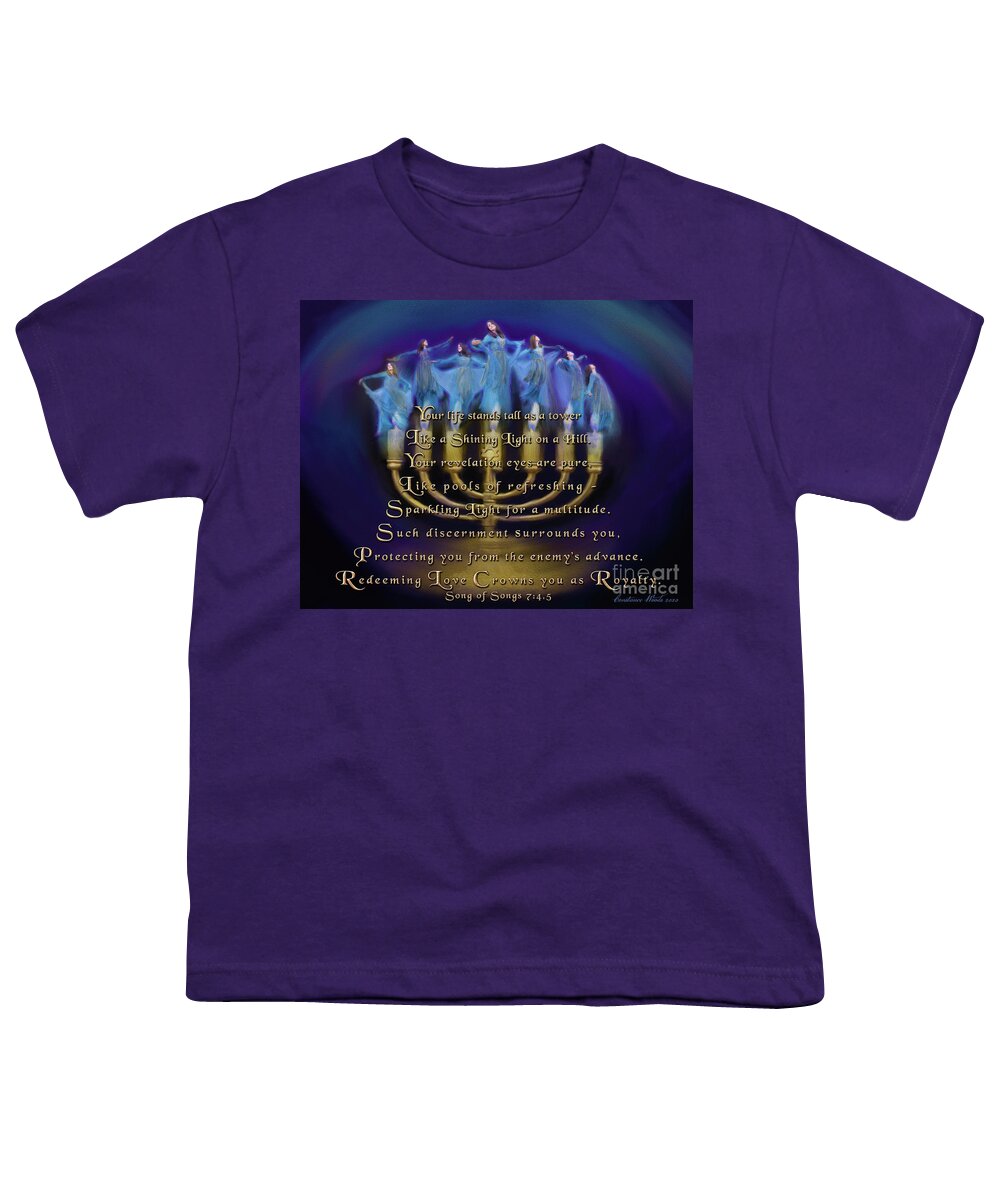 Menorah Youth T-Shirt featuring the digital art Sparkling Light by Constance Woods