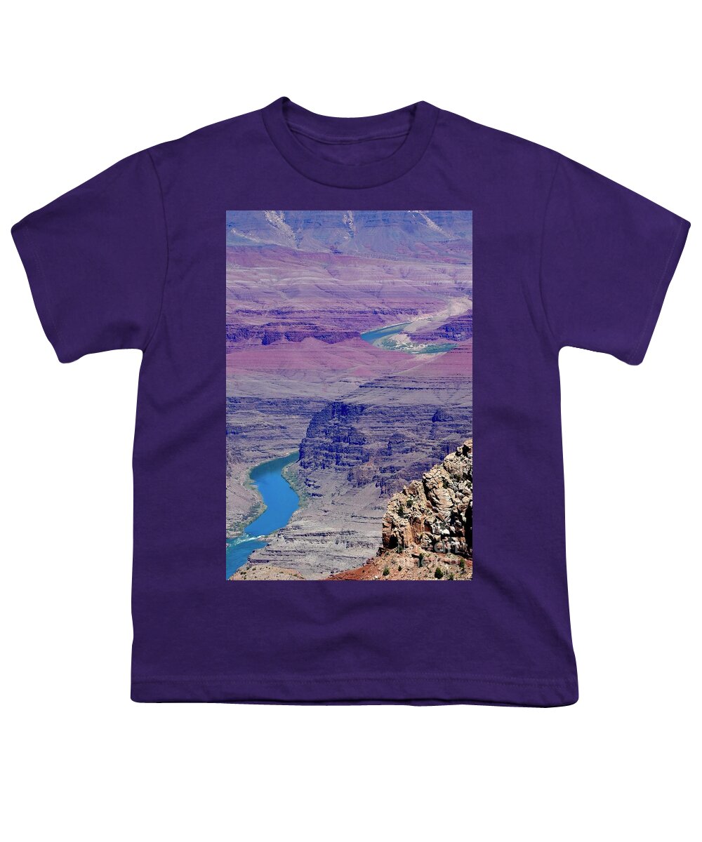 The Grand Canyon And Colorado River Youth T-Shirt featuring the digital art The Grand Canyon and Colorado River by Tammy Keyes