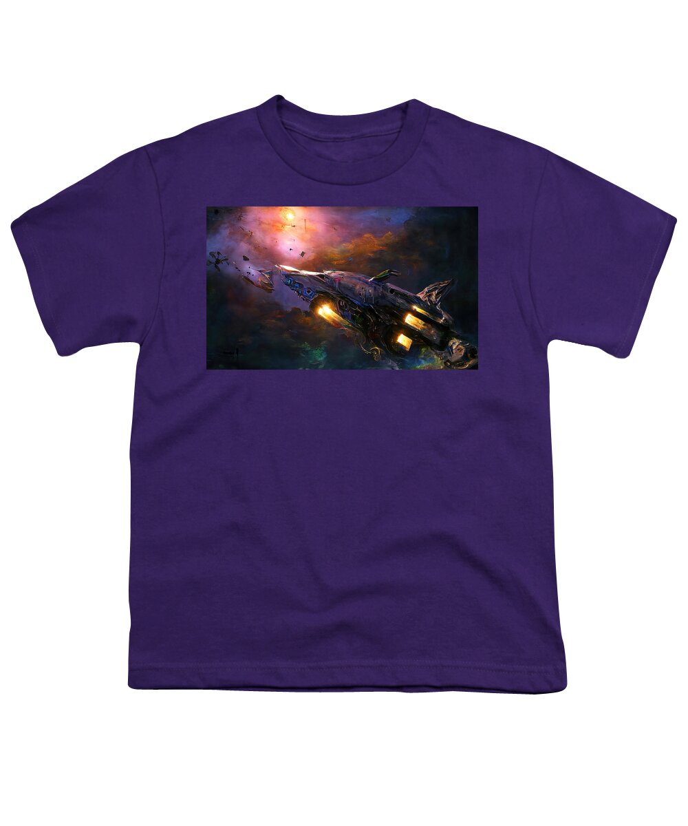Spaceship Youth T-Shirt featuring the painting Traveling at the speed of light, 04 by AM FineArtPrints