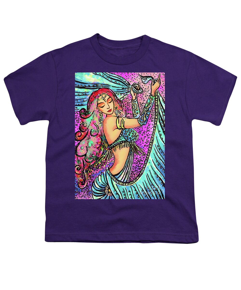 Belly Dancer Youth T-Shirt featuring the painting Turquoise Dancer by Eva Campbell