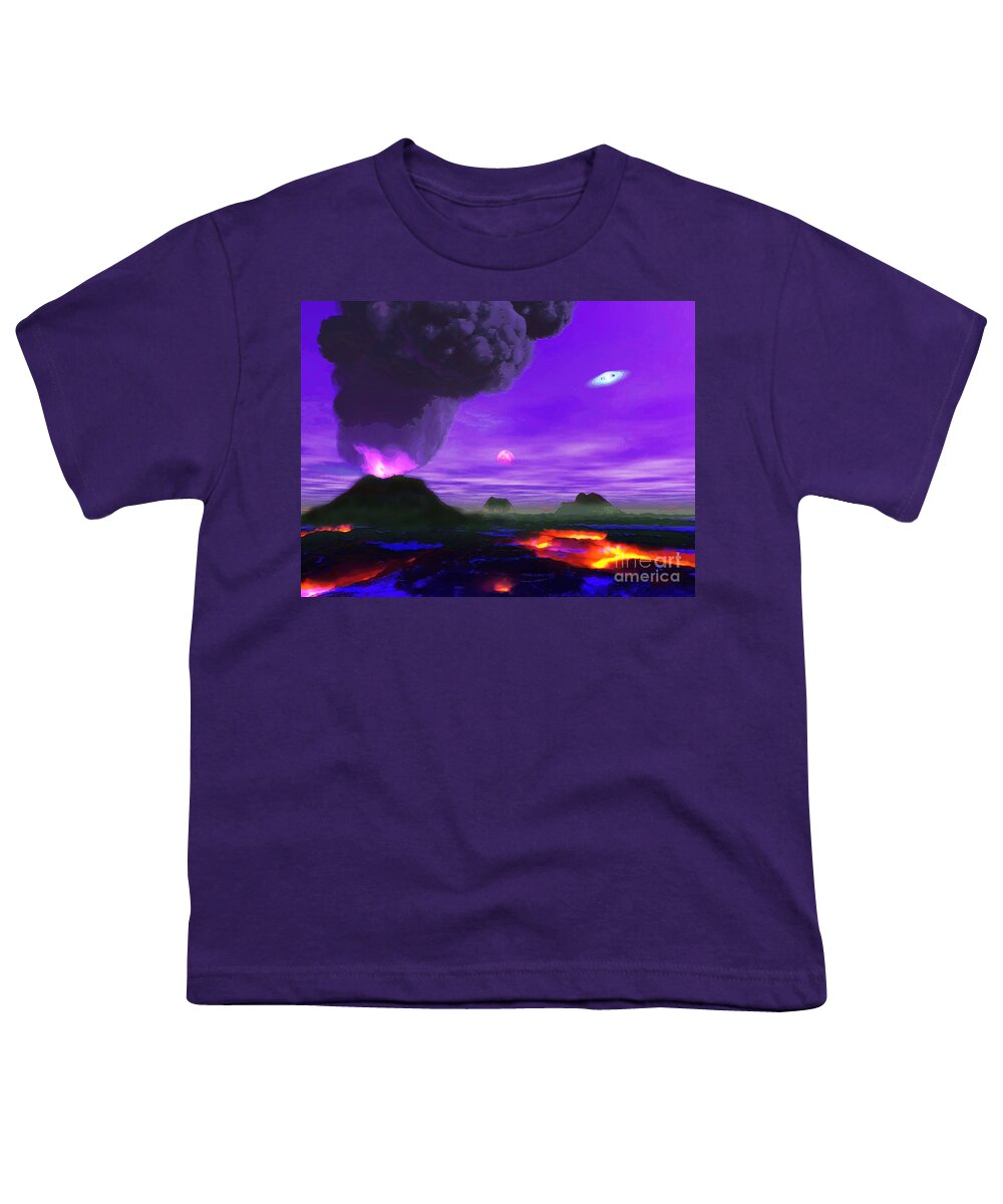  Youth T-Shirt featuring the digital art Volcano Planet by Don White Artdreamer