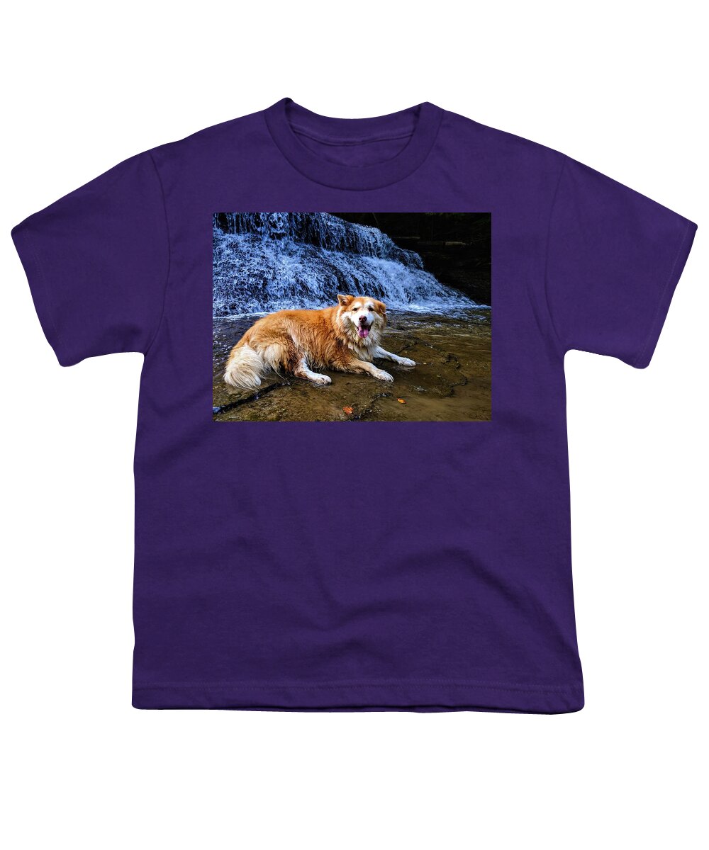  Youth T-Shirt featuring the photograph Waterfall Doggy by Brad Nellis
