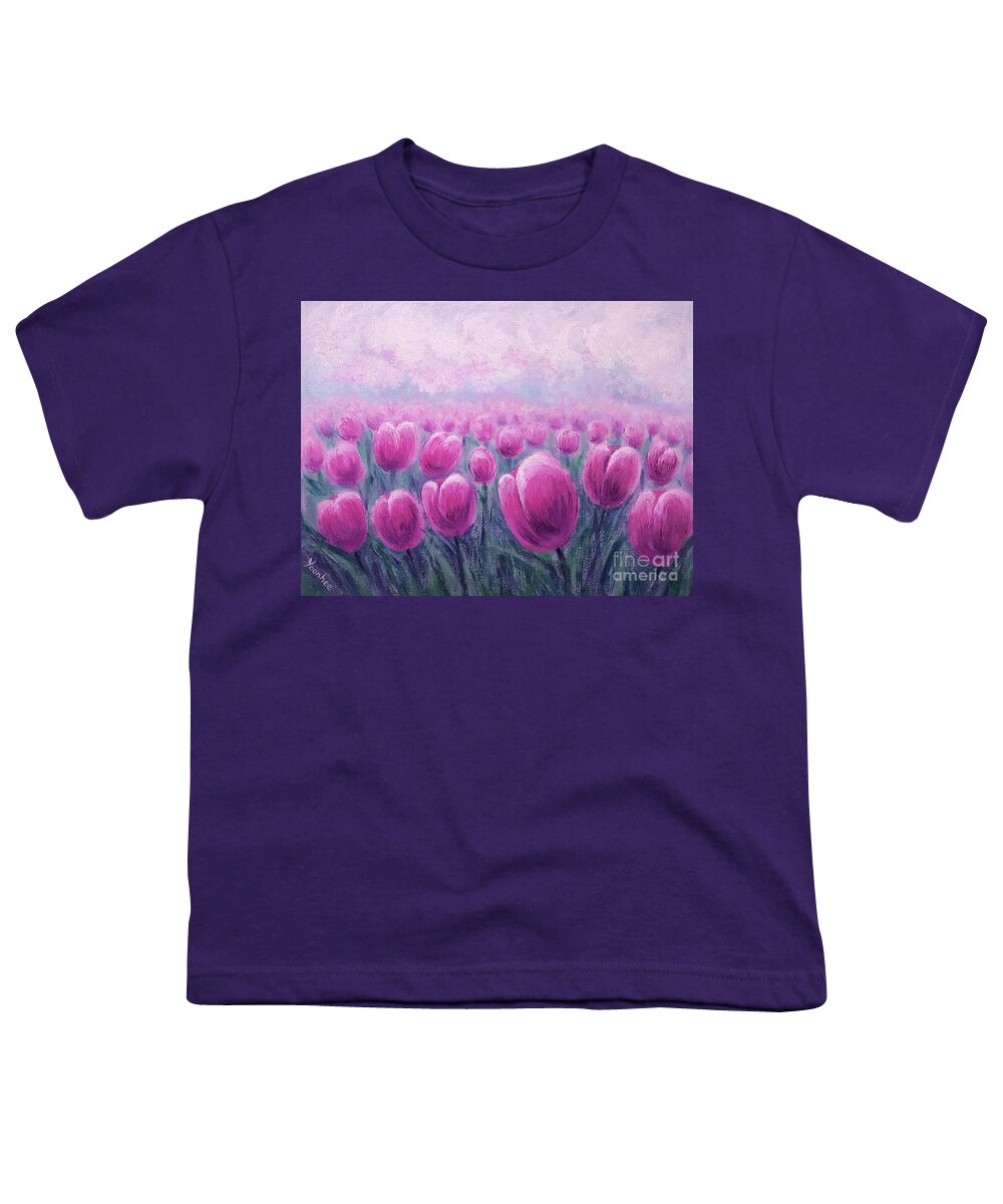 Spring Youth T-Shirt featuring the painting When Tulips meet the sky by Yoonhee Ko