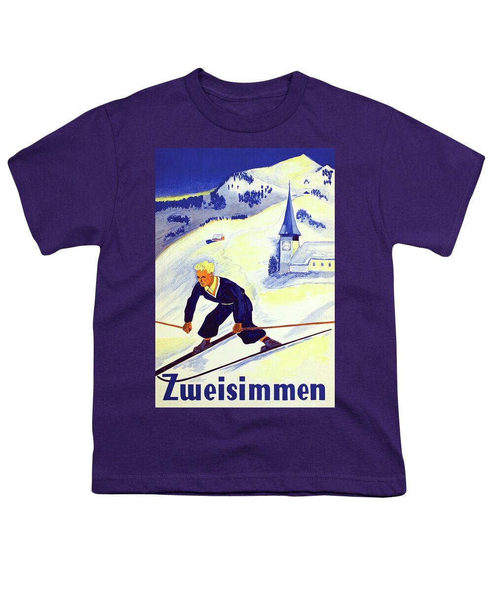 Zweisimmen Youth T-Shirt featuring the digital art Zweisimmen Ski Track by Long Shot