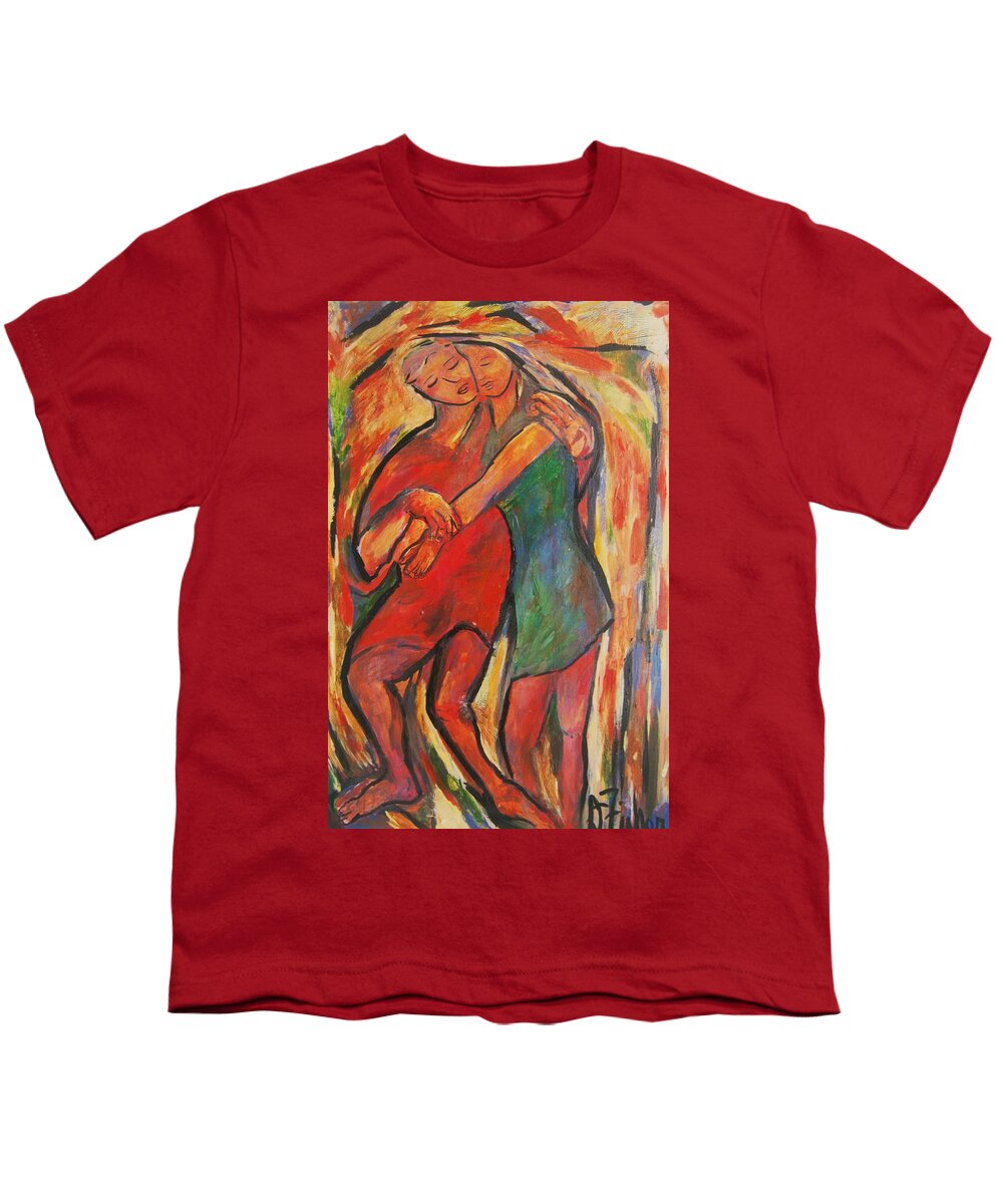 Figure Youth T-Shirt featuring the painting Lean by Dawn Caravetta Fisher