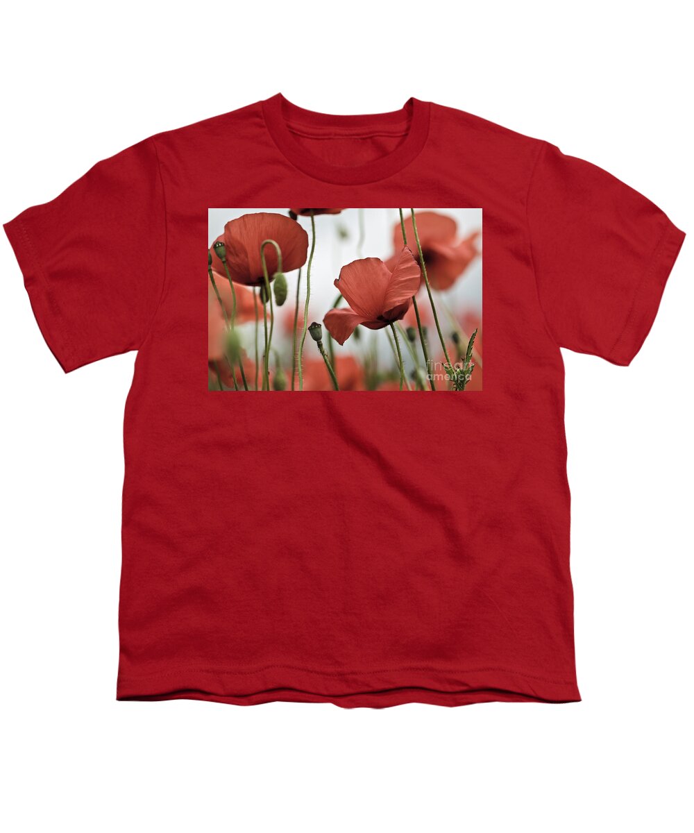 Poppy Youth T-Shirt featuring the photograph Red Poppy Flowers #5 by Nailia Schwarz