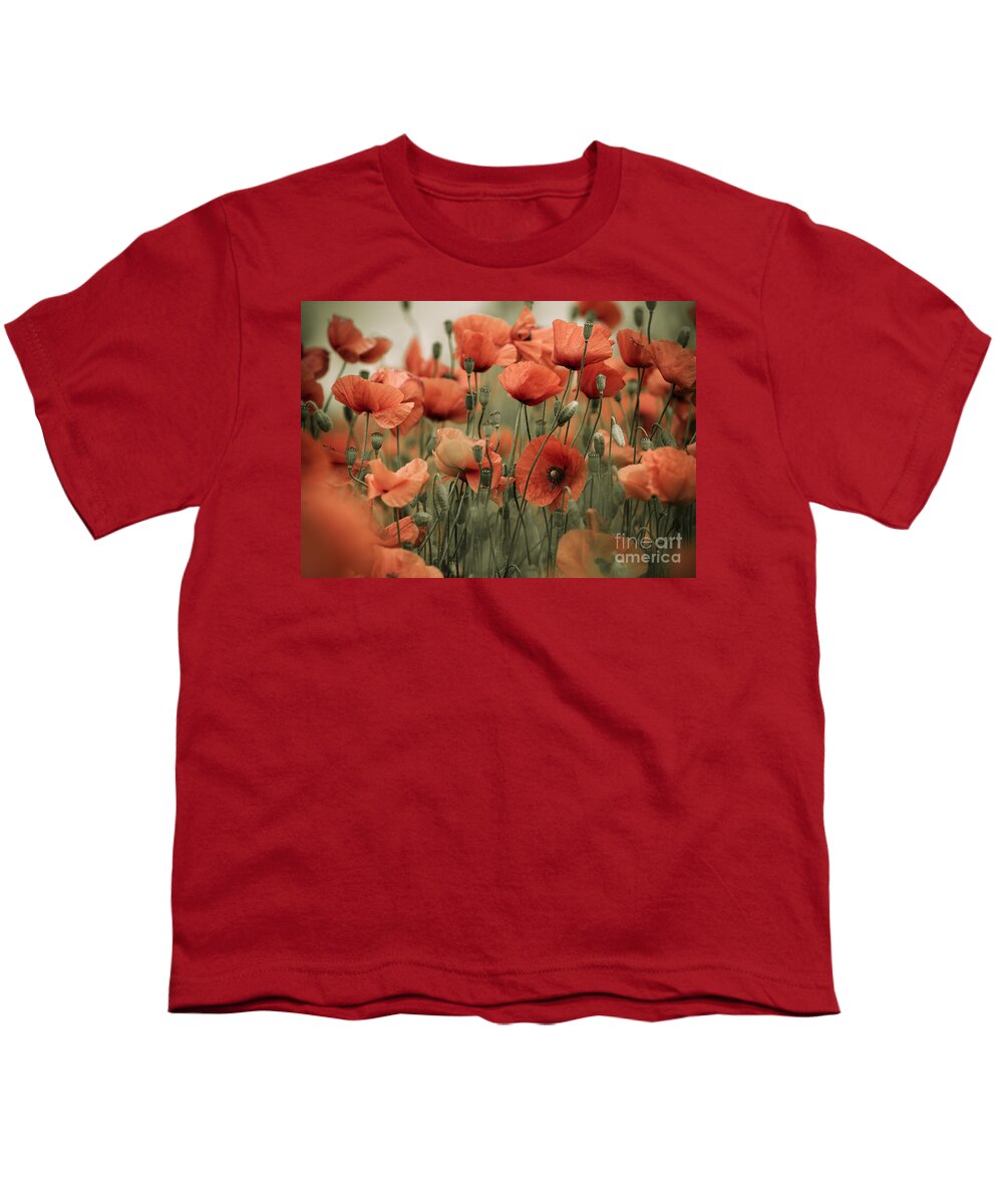 Poppy Youth T-Shirt featuring the photograph Red Poppy Flowers #8 by Nailia Schwarz