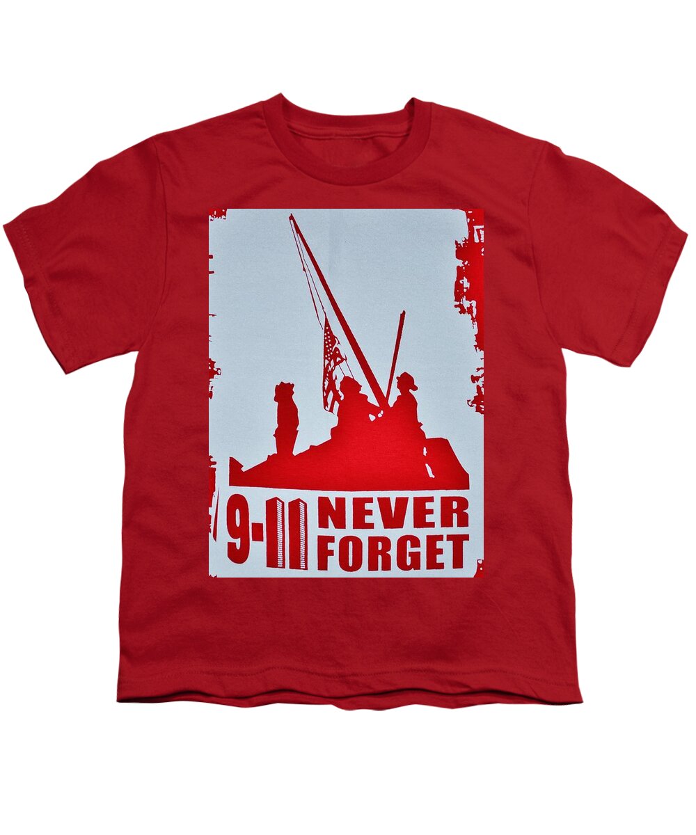 911 Youth T-Shirt featuring the photograph 9-11 Never Forget Poster by Bob Sample