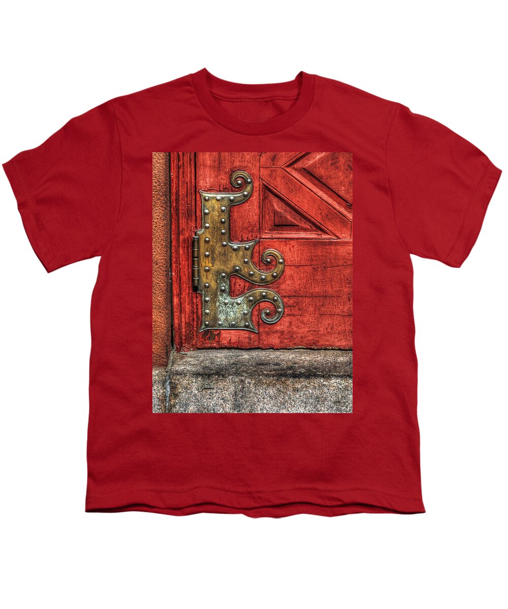 Boston Youth T-Shirt featuring the photograph Brass Hinge by Rick Mosher