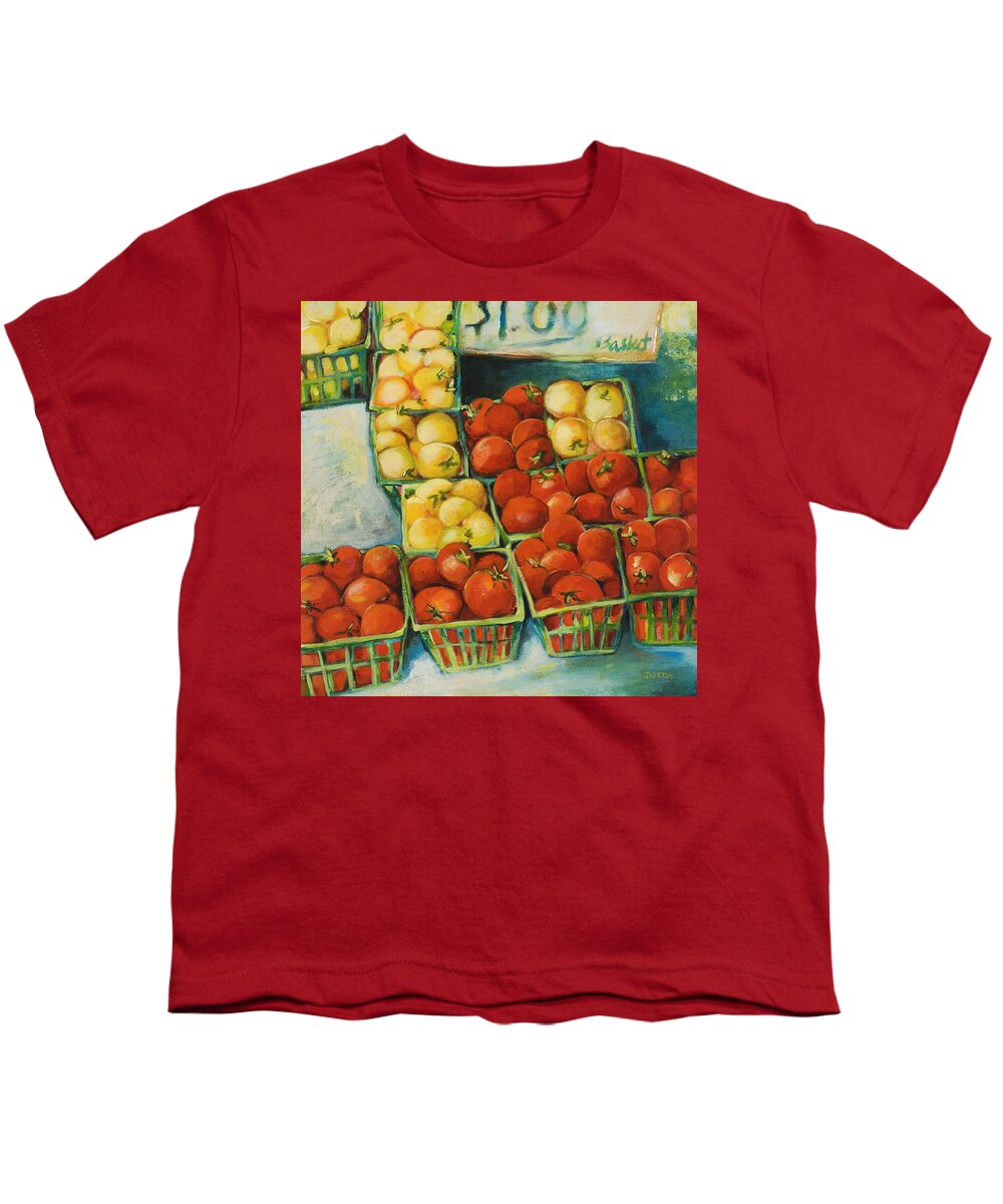 Cherry Tomatoes Youth T-Shirt featuring the painting Cherry Tomatoes by Jen Norton