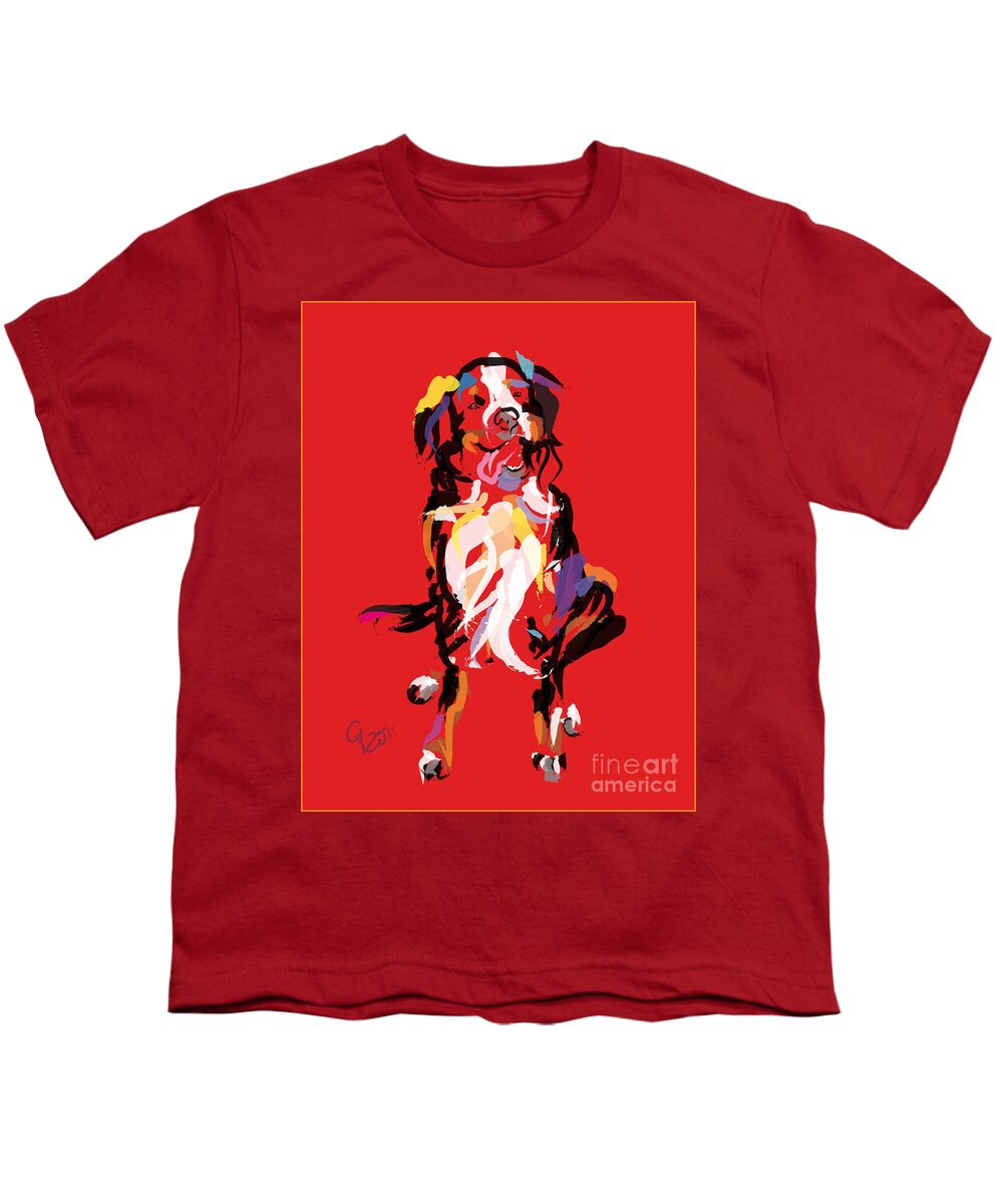 Dog Painting Youth T-Shirt featuring the painting Dog Iggy by Go Van Kampen