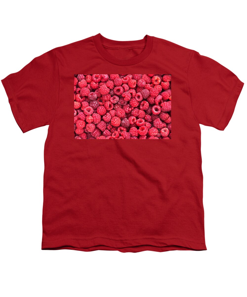 Raspberries Youth T-Shirt featuring the photograph Freshly picked raspberries by Delphimages Photo Creations
