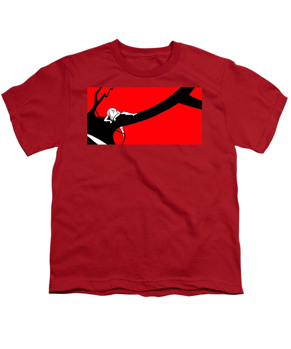 Branch Youth T-Shirt featuring the digital art Girl on the Tree of Time Red by Craig Tilley