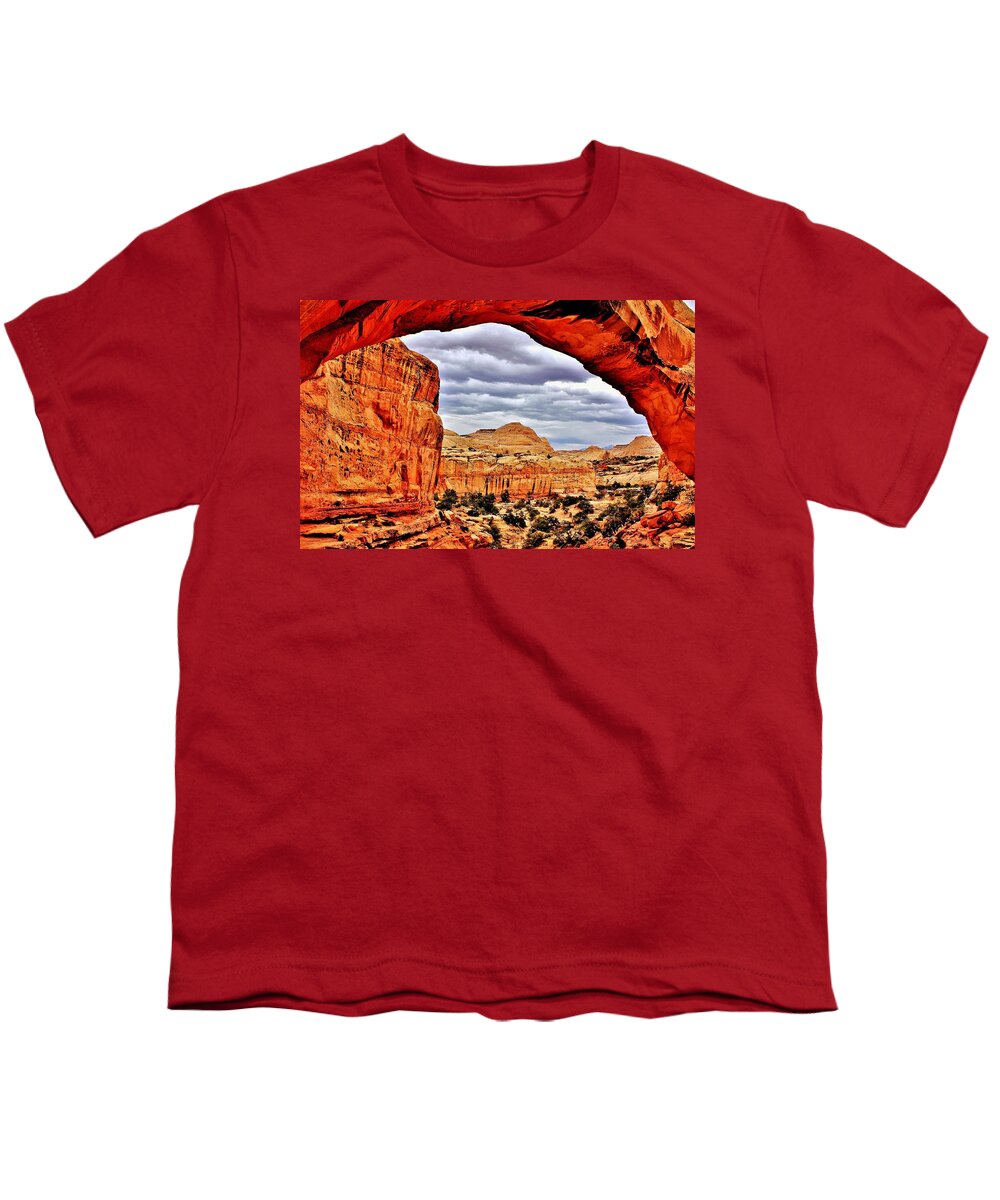 Hickman Youth T-Shirt featuring the photograph Hickman Bridge in Capitol Reef by Benjamin Yeager
