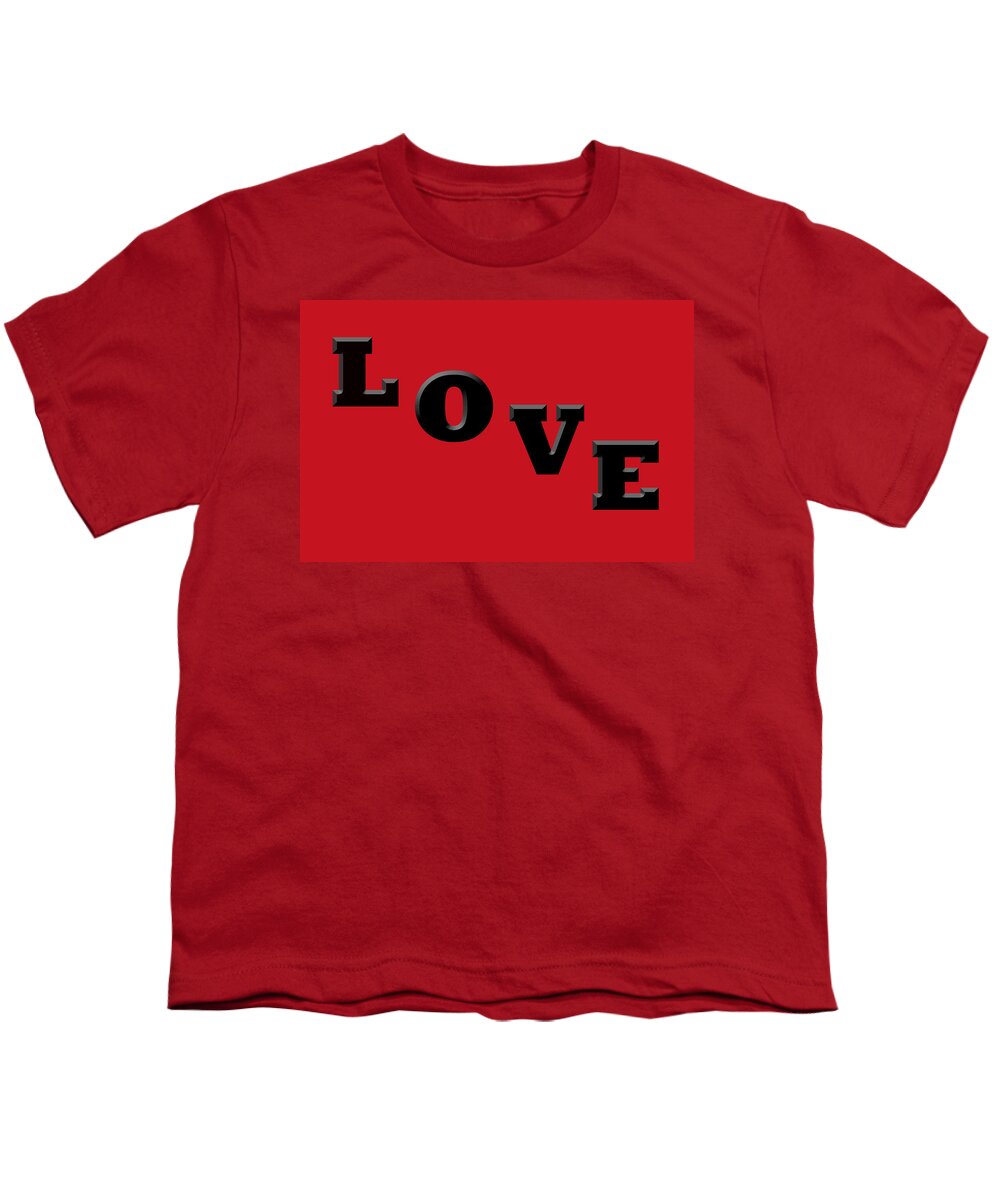 Love Youth T-Shirt featuring the photograph Love in Black on Red by Aimee L Maher ALM GALLERY