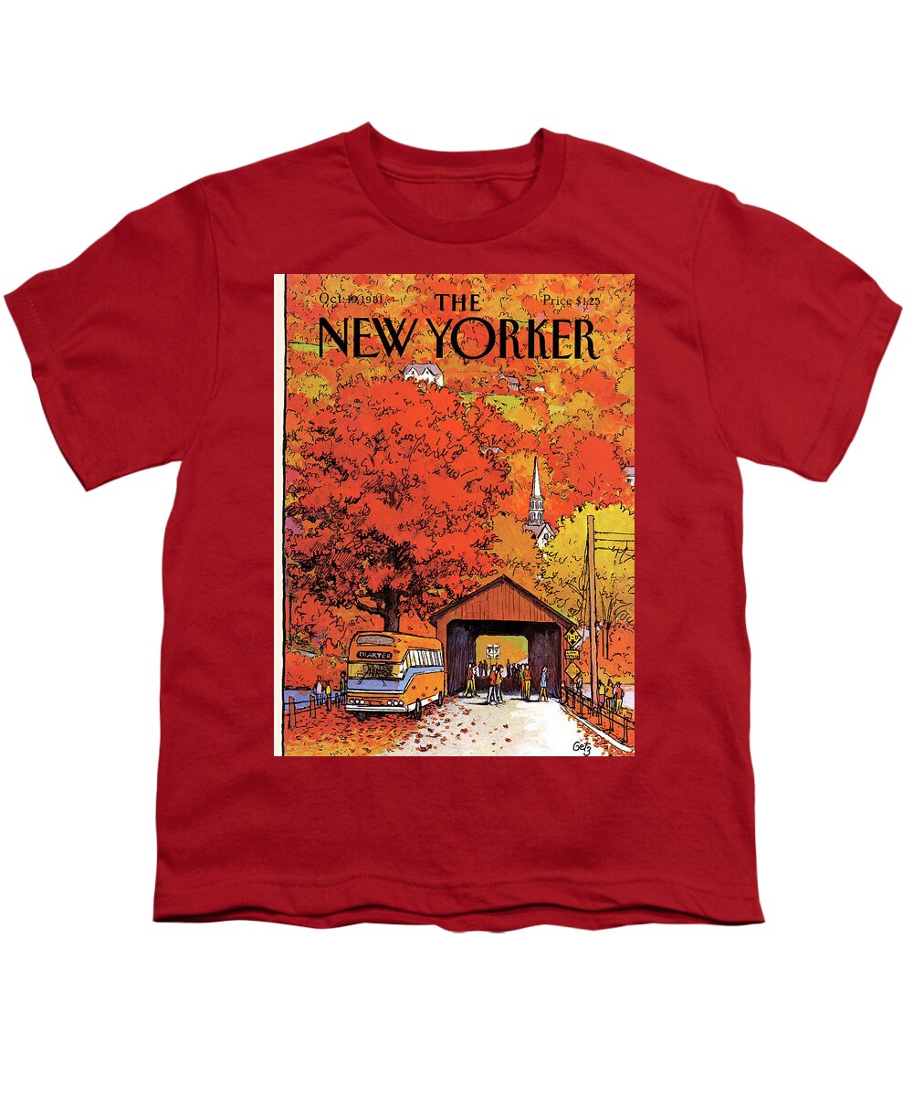 Season Youth T-Shirt featuring the painting New Yorker October 19th, 1981 by Arthur Getz