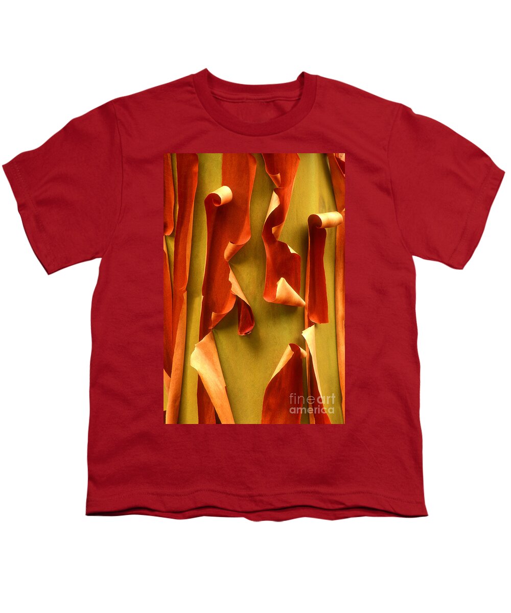 Pacific Madrone Youth T-Shirt featuring the photograph Peeling Bark Pacific Madrone Tree Washington by Dave Welling