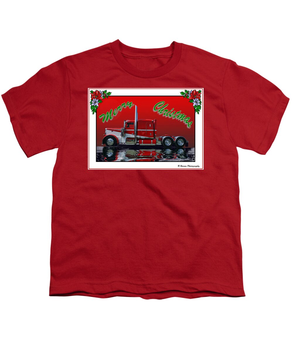 Big Rigs Youth T-Shirt featuring the photograph Peterbilt Xmas Card by Randy Harris