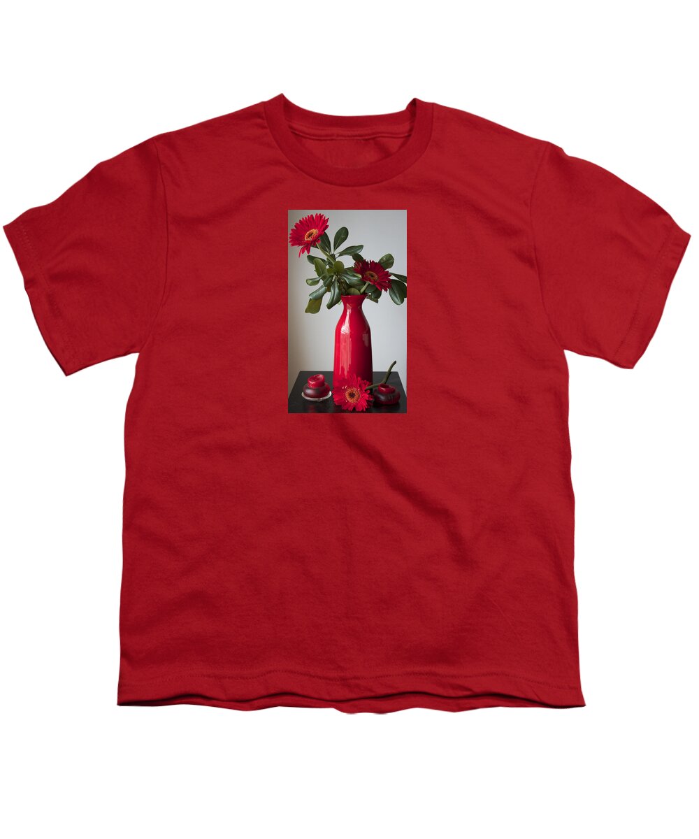 Flowers Youth T-Shirt featuring the photograph Still Life Flower Study in Red by Venetia Featherstone-Witty