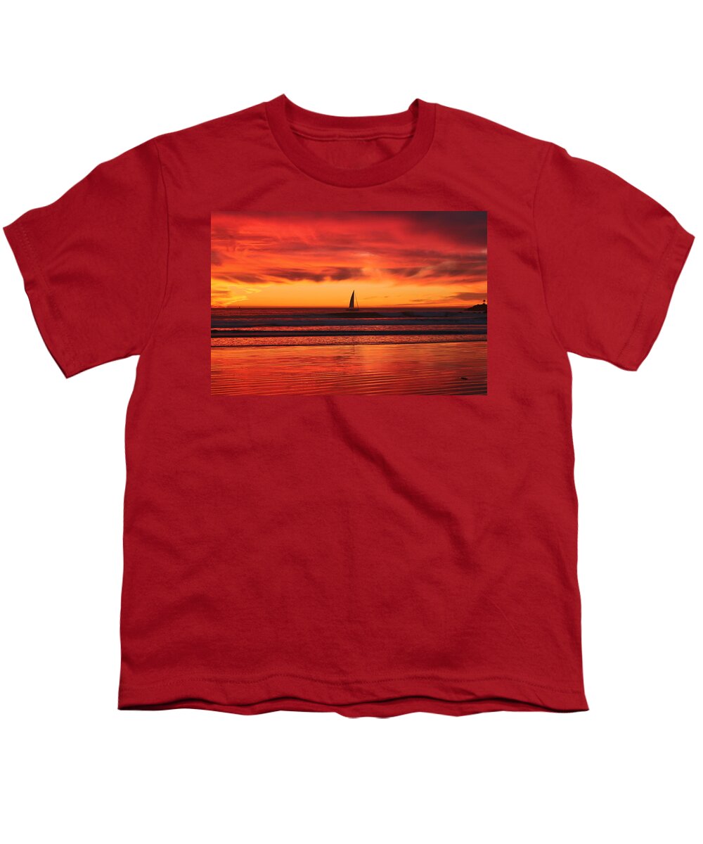 Sunset Youth T-Shirt featuring the photograph Sunset Sail - 2 by Christy Pooschke
