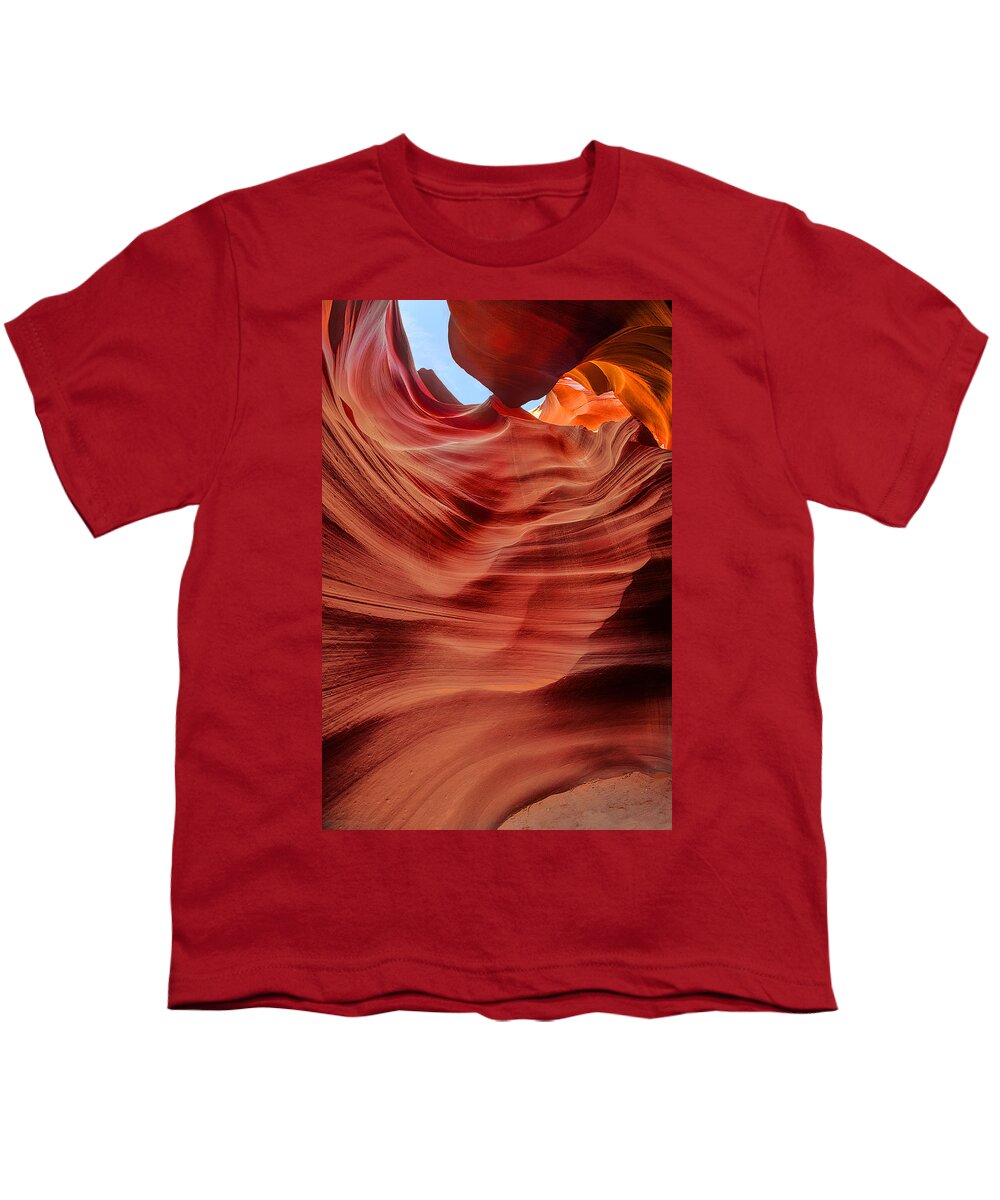 Antelope Canyon Youth T-Shirt featuring the photograph Winds of Sandstone by Jason Chu