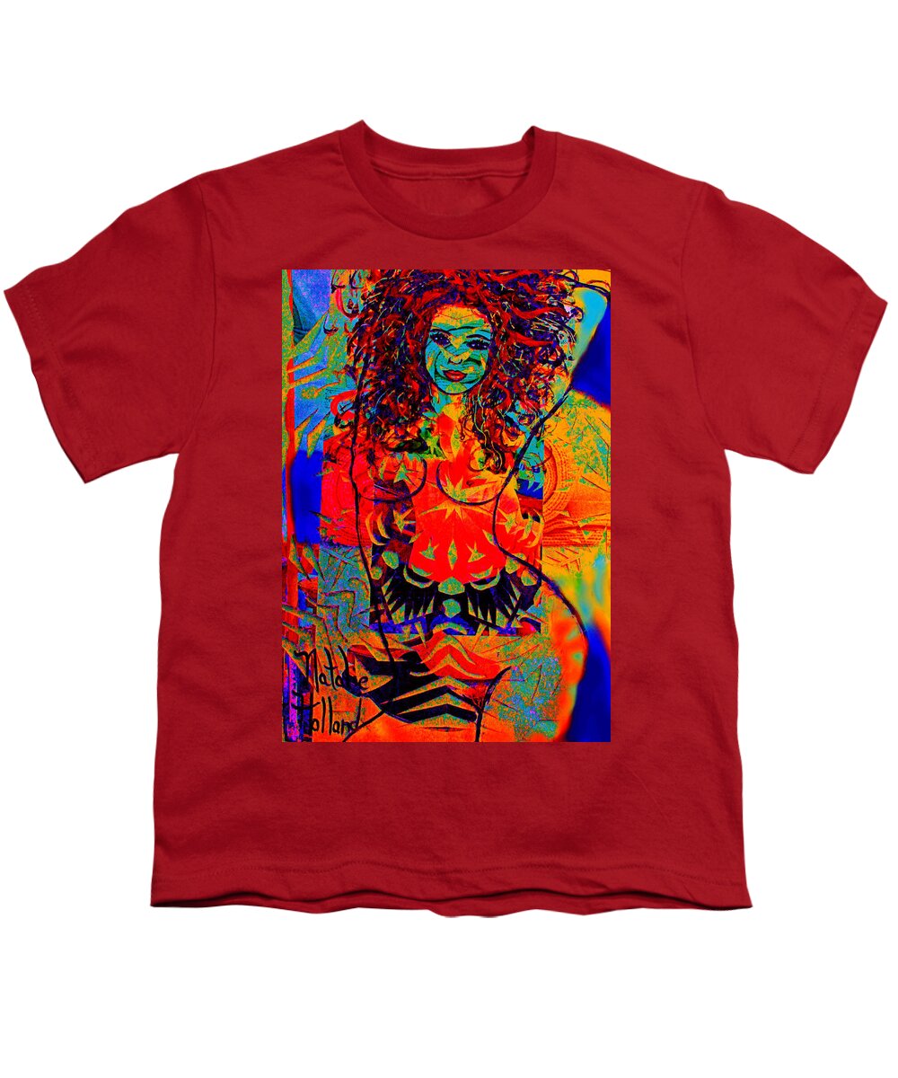 Nude Goddess Youth T-Shirt featuring the mixed media Nude Goddess by Natalie Holland