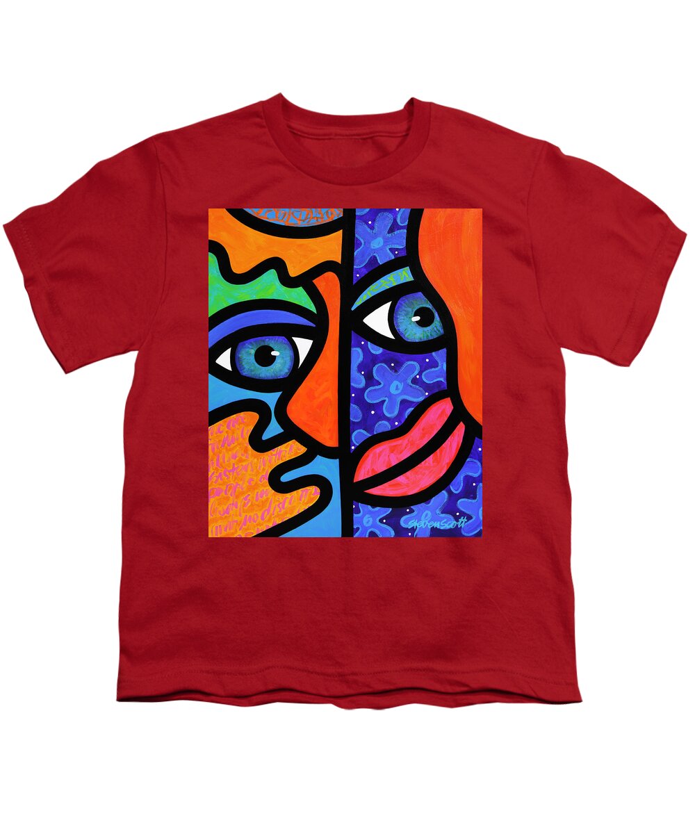 Abstract Youth T-Shirt featuring the painting The Answer is Three by Steven Scott