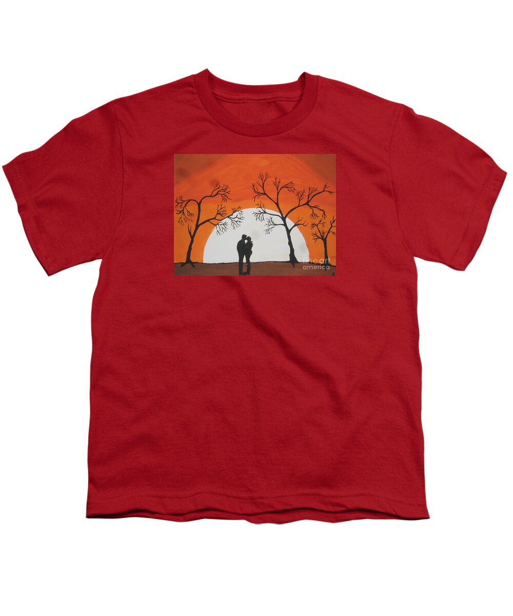 Silhouette Youth T-Shirt featuring the painting First Kiss by Jeffrey Koss