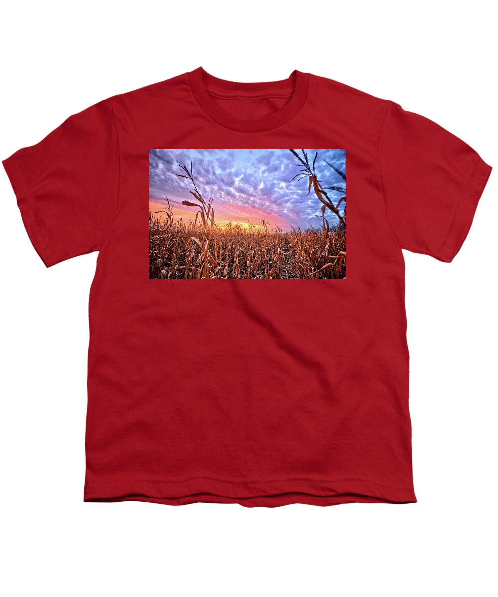 Sunset Youth T-Shirt featuring the photograph Corn Sunset 3 by Bonfire Photography
