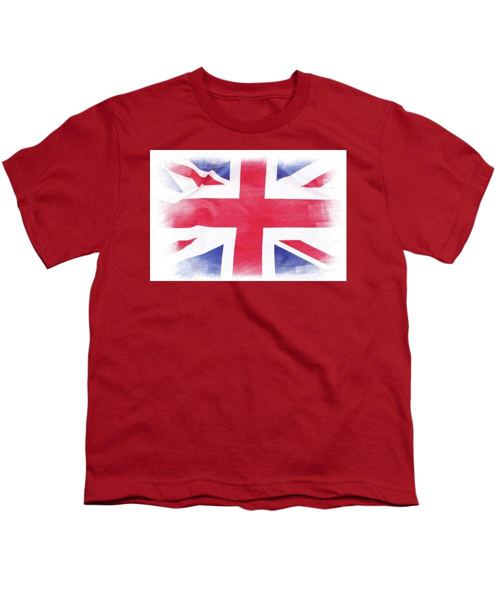 British Flag Youth T-Shirt featuring the photograph Union Jack flag 1 by Les Cunliffe