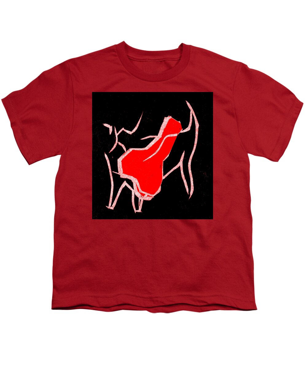 Black Youth T-Shirt featuring the digital art Cat #2 by Edgeworth Johnstone