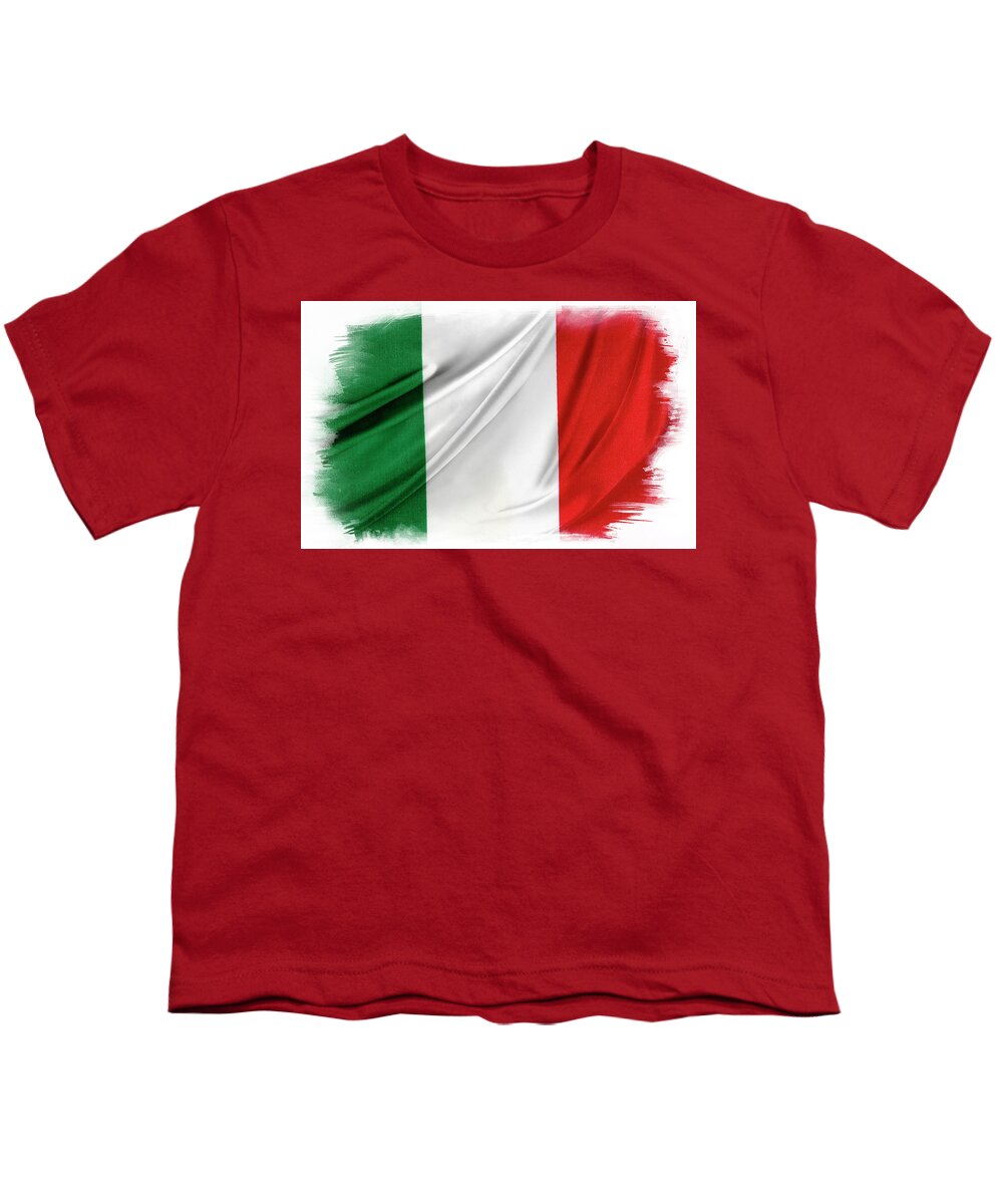 Flag Youth T-Shirt featuring the photograph Italian flag #3 by Les Cunliffe