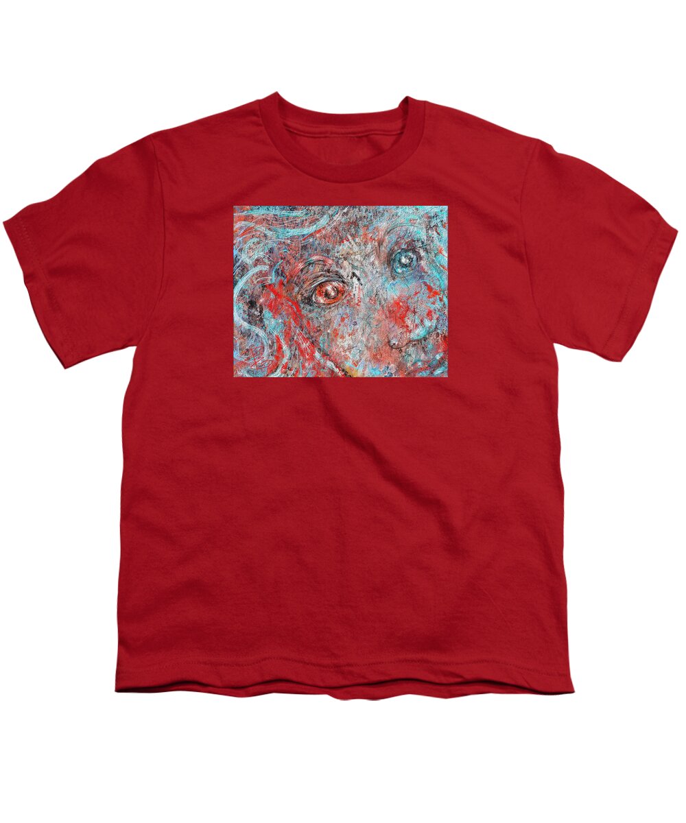 Scarred Youth T-Shirt featuring the digital art A bare and broken rocky face by Debra Baldwin