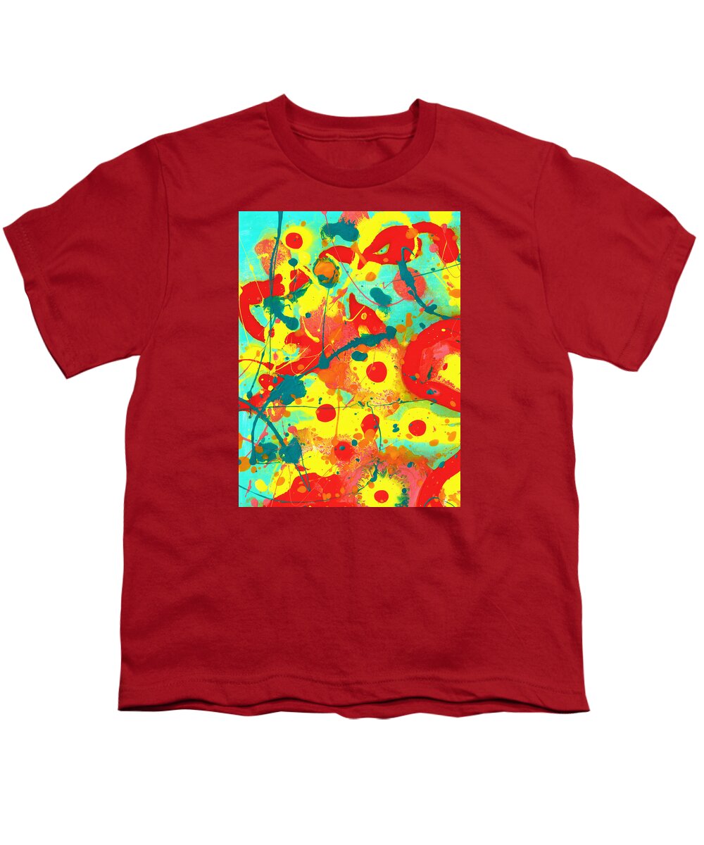 Abstract Youth T-Shirt featuring the painting Abstract floral Fantasy Panel A by Amy Vangsgard