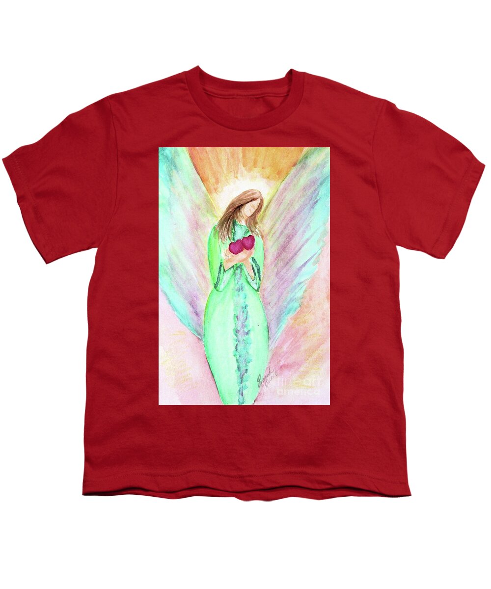 Twinflame Youth T-Shirt featuring the painting Blessing Angel by Lora Tout