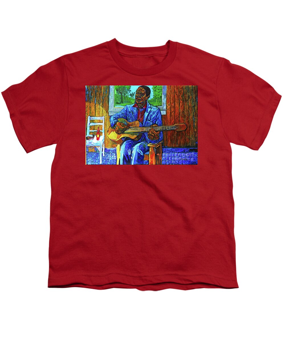 Blues Youth T-Shirt featuring the painting Bluesman, fish and hot sause by Joe Roache