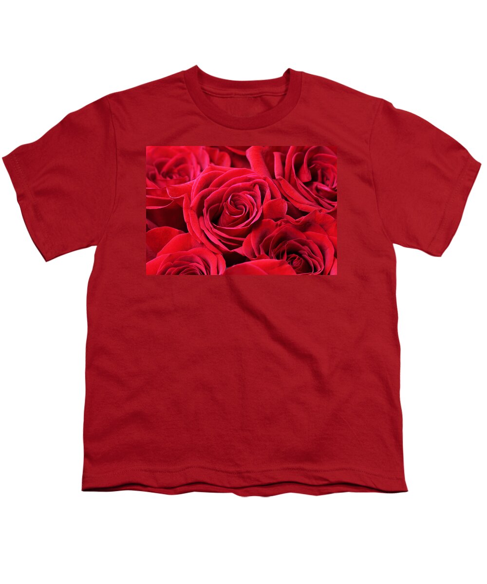 Roses Youth T-Shirt featuring the photograph Bouquet of Red Roses by Peggy Collins