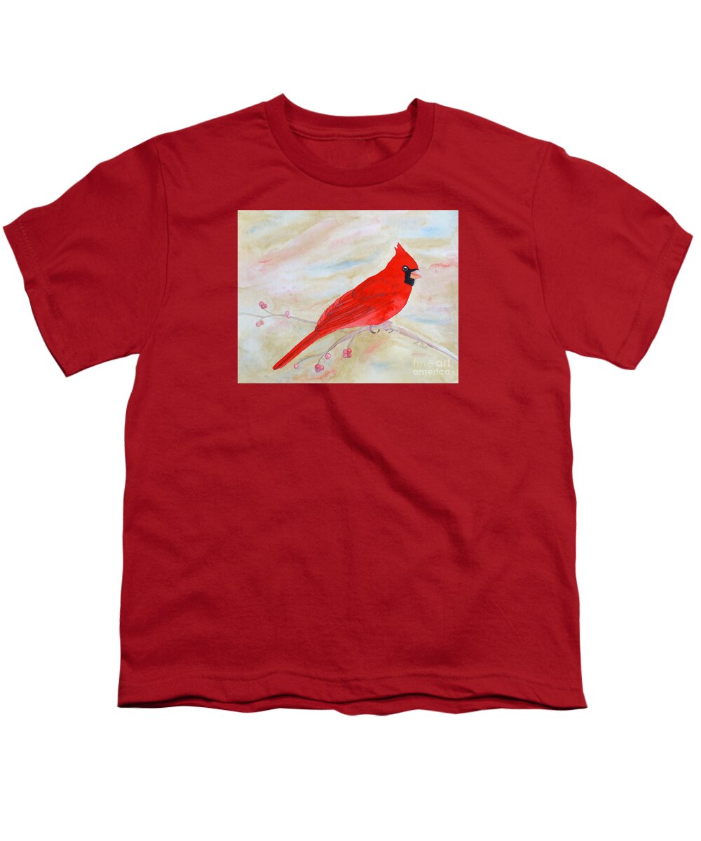 Cardinal Youth T-Shirt featuring the painting Cardinal Watching by Laurel Best