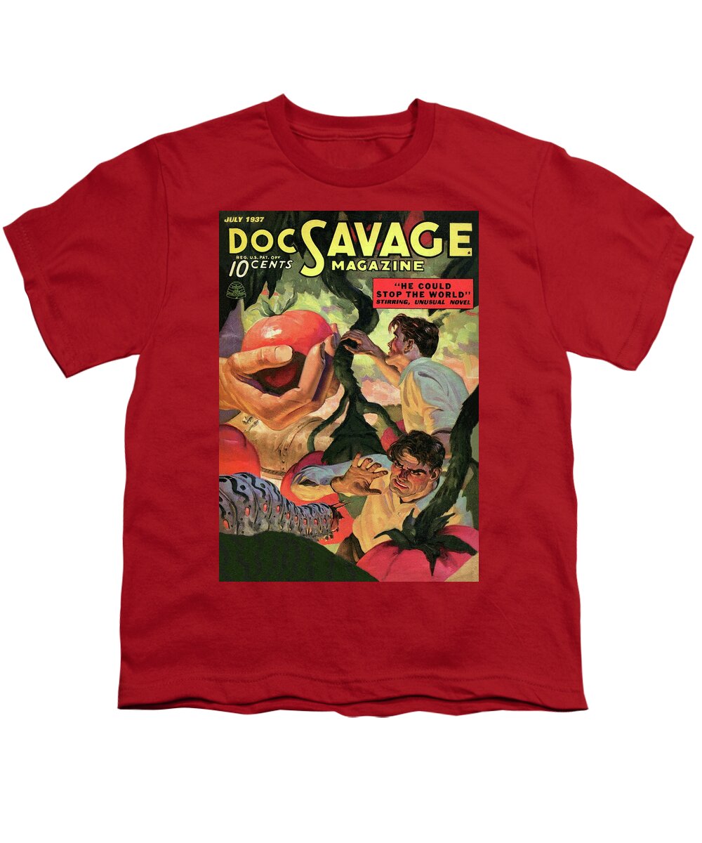 Doc Savage Youth T-Shirt featuring the drawing Doc Savage He Could Stop the World by Conde Nast