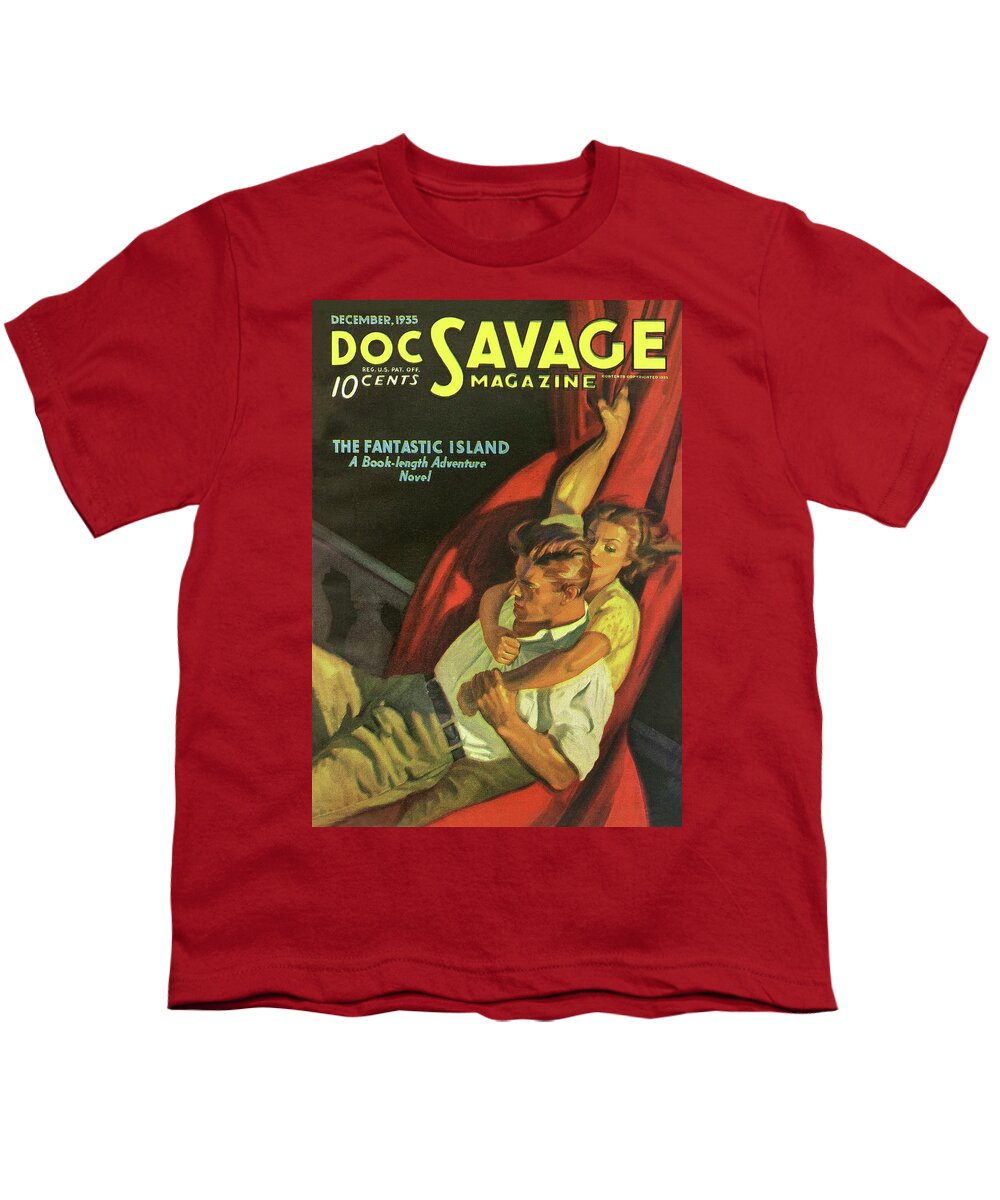 Comic Youth T-Shirt featuring the drawing Doc Savage The Fantastic Island by Conde Nast