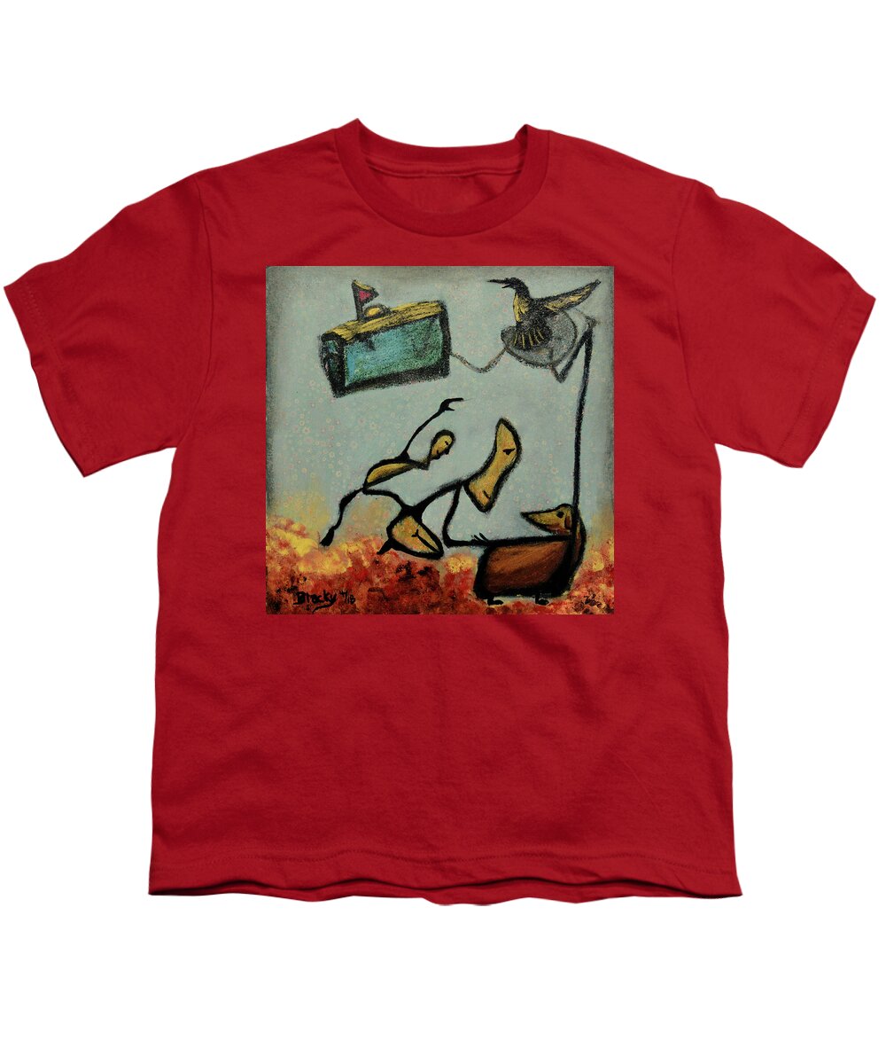 Abstract Illustration Youth T-Shirt featuring the mixed media Don't Pet My Dog by Donna Blackhall