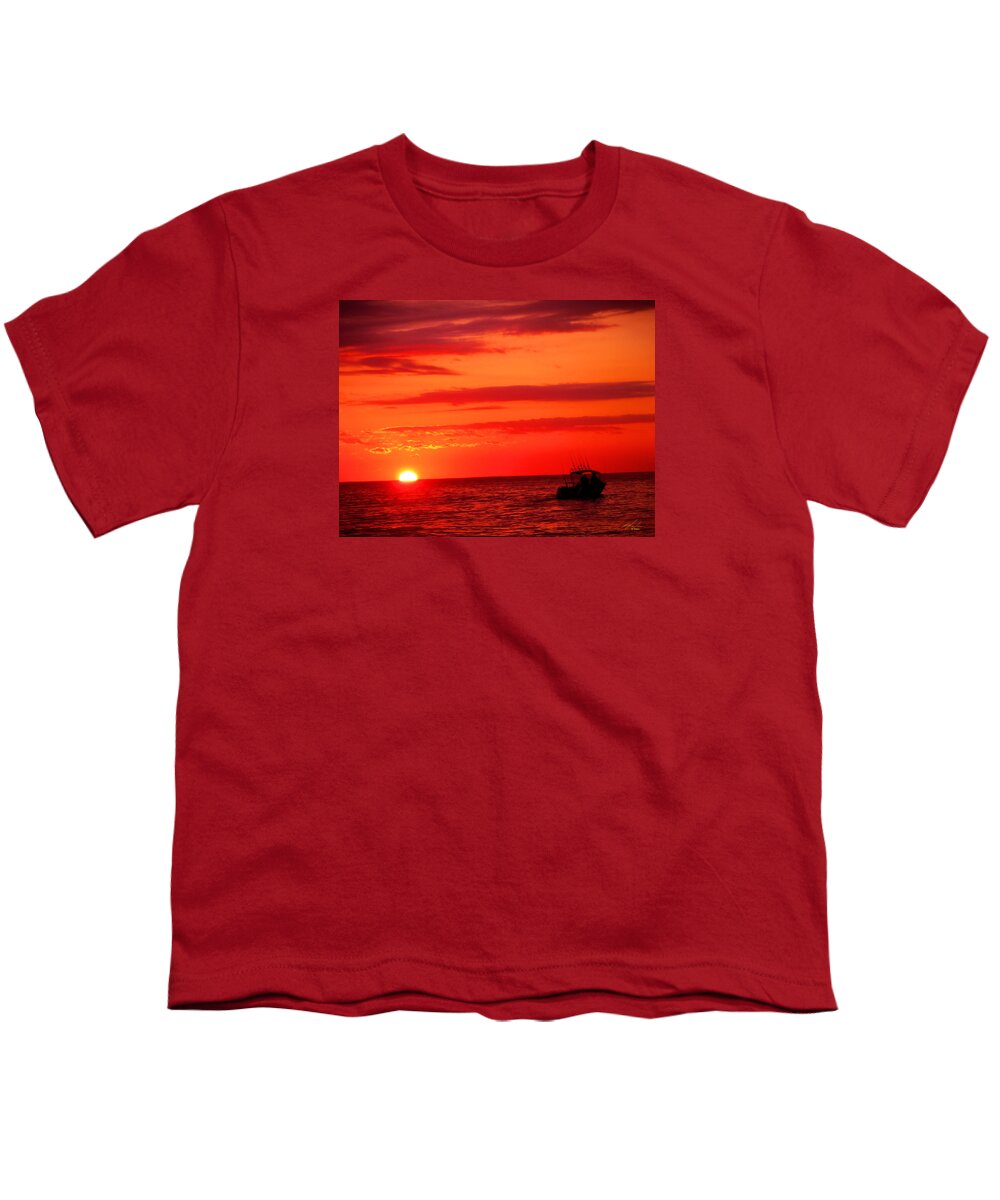 Sunset Youth T-Shirt featuring the photograph Evening Boating by Michael Blaine