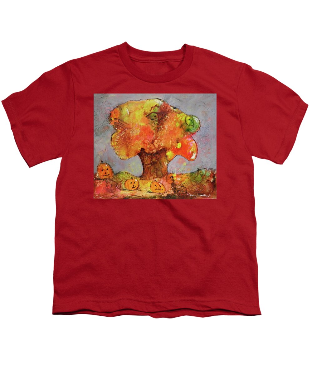 Landscape Youth T-Shirt featuring the painting Fall Fun by Terry Honstead