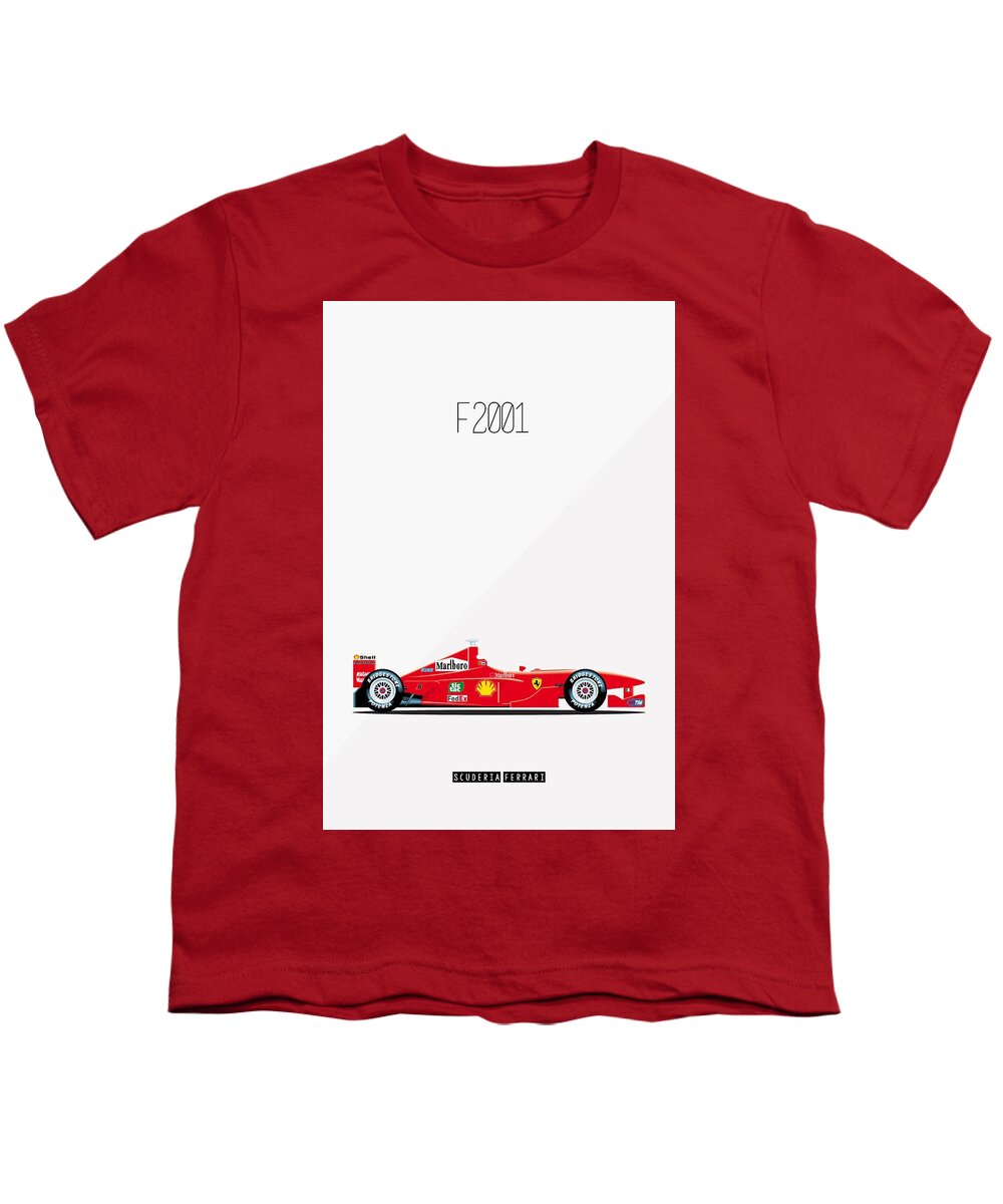 Formula 1 Youth T-Shirt featuring the painting Ferrari F2001 F1 Poster by Beautify My Walls