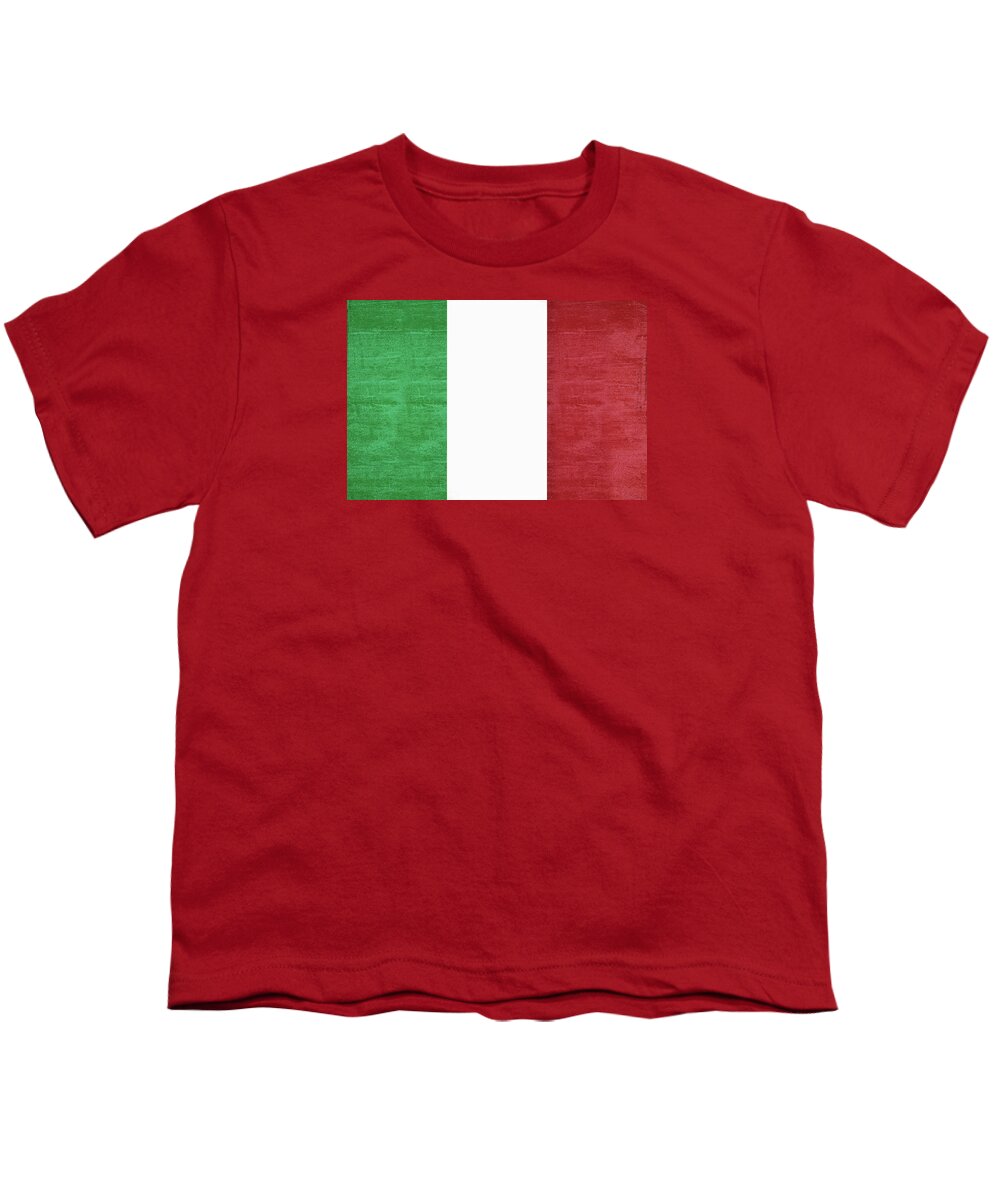 Italy Youth T-Shirt featuring the digital art Flag of Italy Grunge by Roy Pedersen