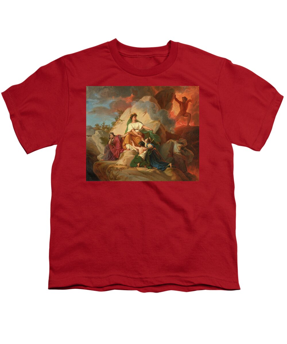 Francois-edouard Picot Youth T-Shirt featuring the painting Cybele opposing Vesuvius to protect the Cities of Stabia Herculaneum Pompeii by Francois-Edouard Picot