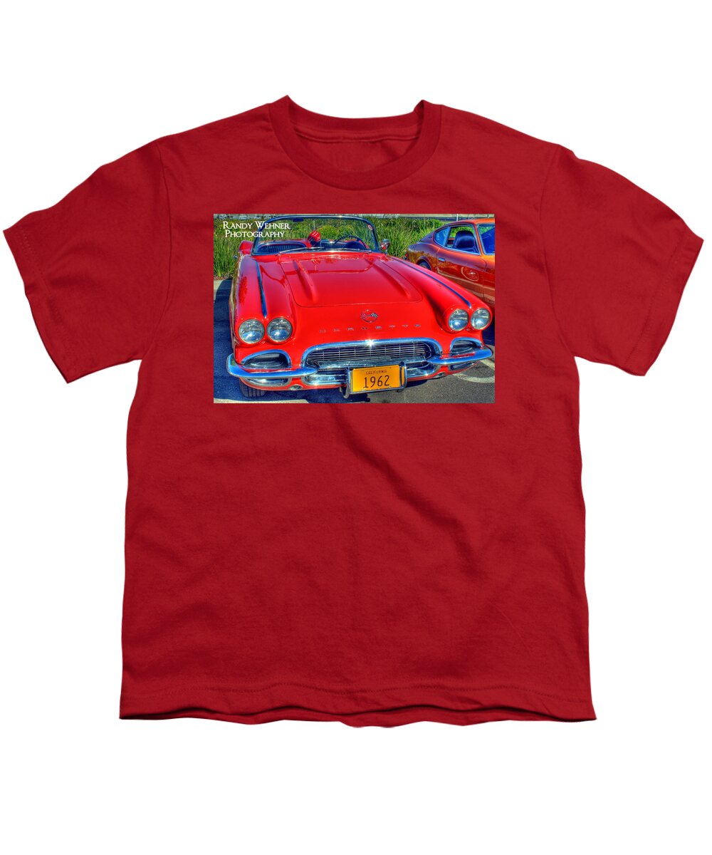 Car Youth T-Shirt featuring the photograph Little Red Corvette by Randy Wehner