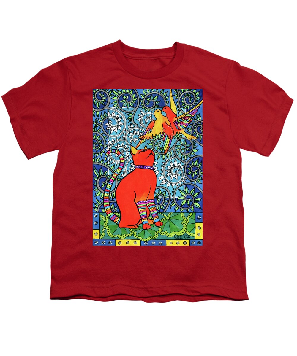 Love Is In The Air Youth T-Shirt featuring the painting Love Is In The Air by Dora Hathazi Mendes