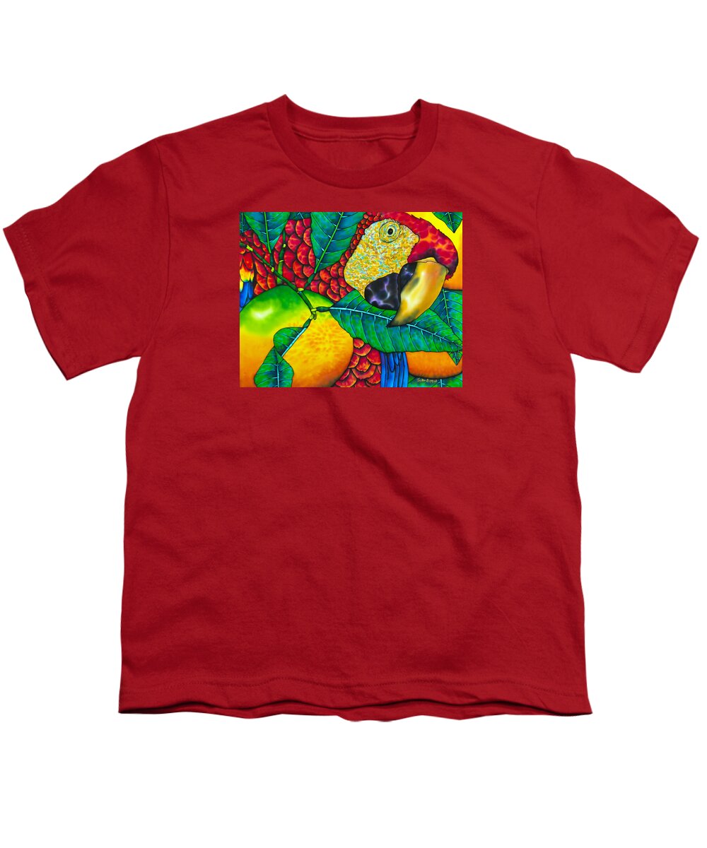 Jean-baptiste Design Youth T-Shirt featuring the painting Macaw Close Up - Exotic Bird by Daniel Jean-Baptiste